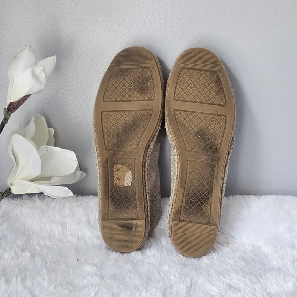 TORY BURCH Weston Flat Espadrille Canvas Slip-On Leather Logo - Picture 7 of 9